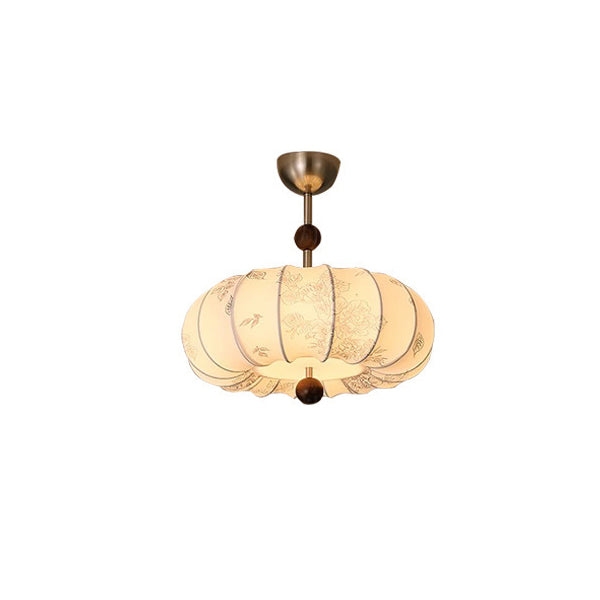 Contemporary Retro Pumpkin Fabric Metal 1-light Pendant Light for Living Room