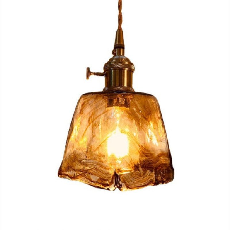 Contemporary Nordic Geometric Jar Glass 1-Light Pendant Light For Living Room