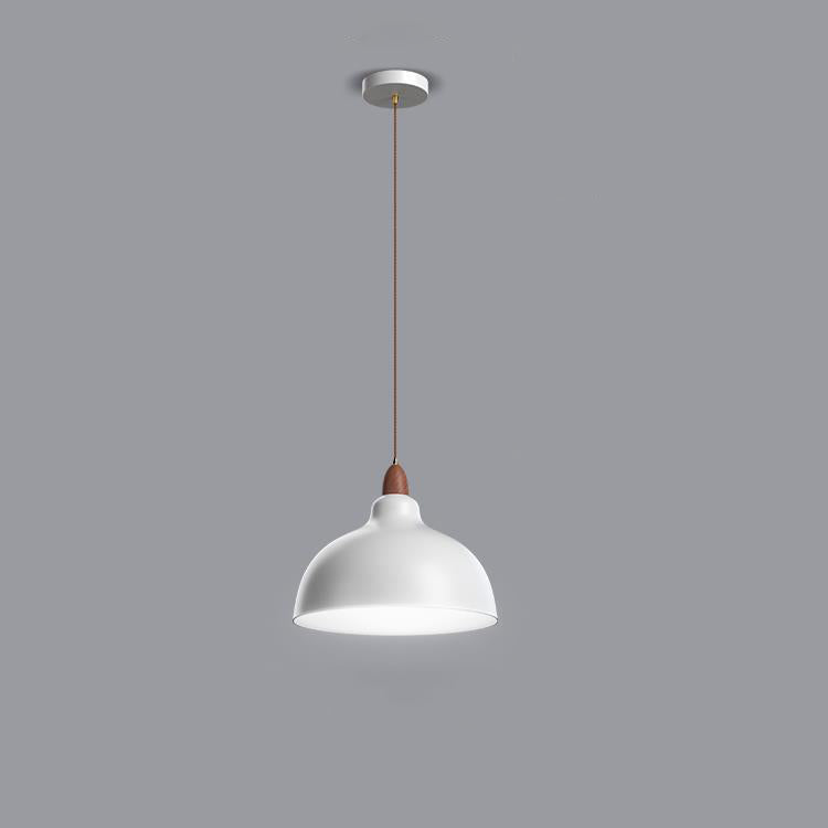 Modern Minimalist Bowl Shaped Hardware Wood 1-Light Pendant Light For Bedroom