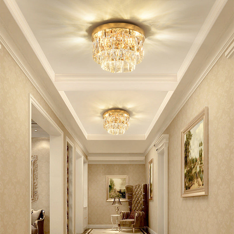 Contemporary Luxury Round Rectangle Iron Glass 5-light Semi-flush Mount Ceiling Light for Bedroom