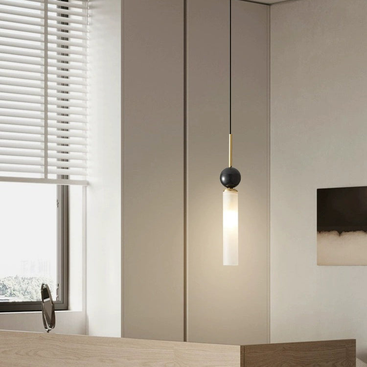 Contemporary Scandinavian Cylinder Spherical Disc Copper Marble Acrylic 1/2 Light Pendant Light for Bedroom