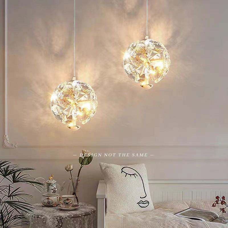 Modern Luxury Ball Multi Round Hardware Crystal LED Pendant Light For Bedroom