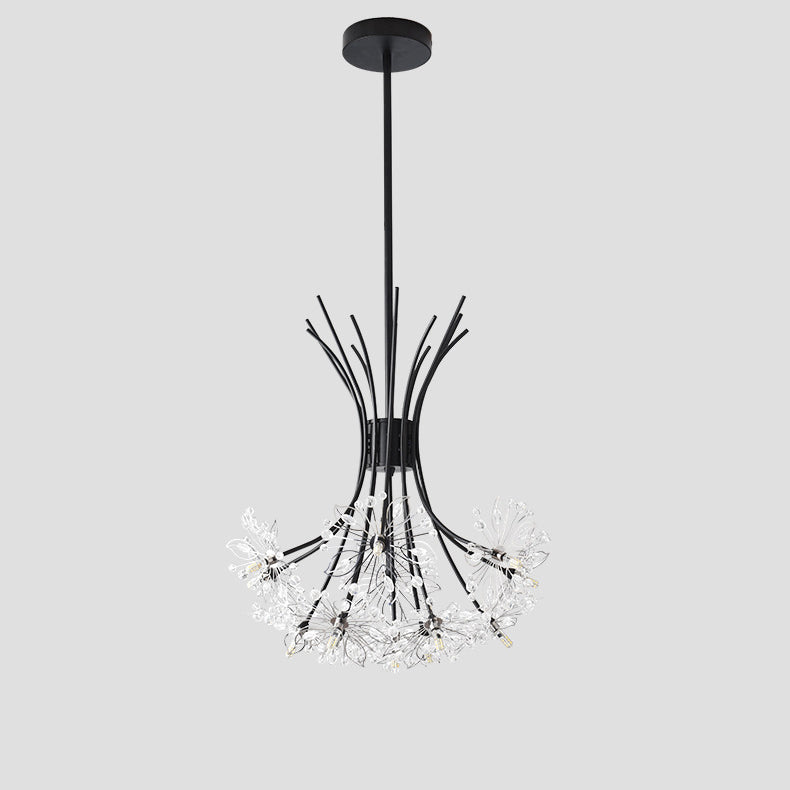 Contemporary Luxury Dandelion Crystal Firework Iron Frame 13/19-light Chandelier for Living Room