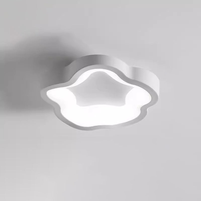 Traditional Japanese Corrugated Iron Pe LED Flush Mount Ceiling Light for Living Room