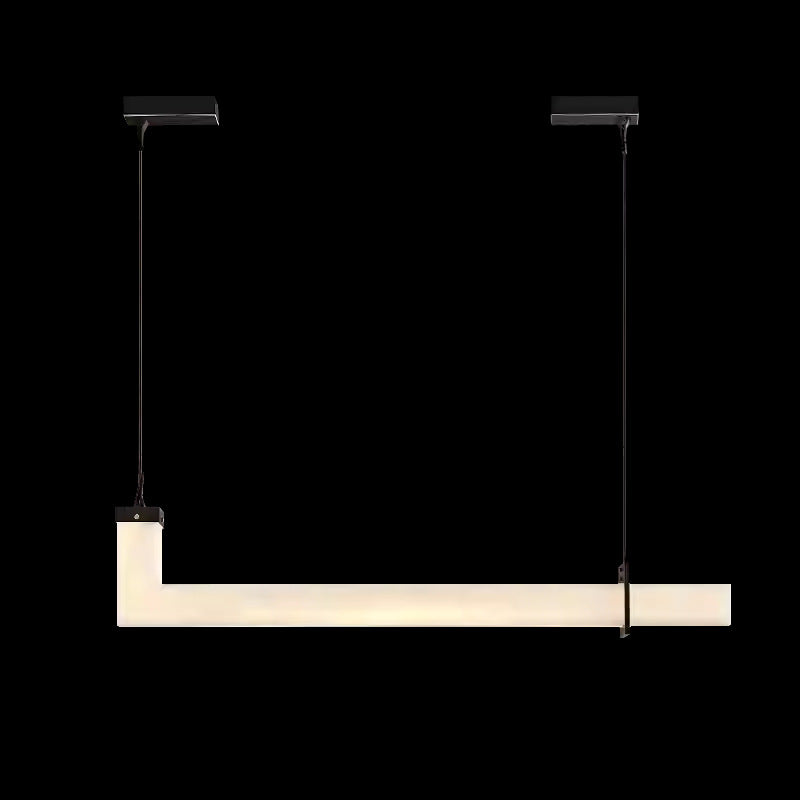 Modern Minimalist Copper Straight Line Marble Shade LED Island Light Pendant Light For Living Room