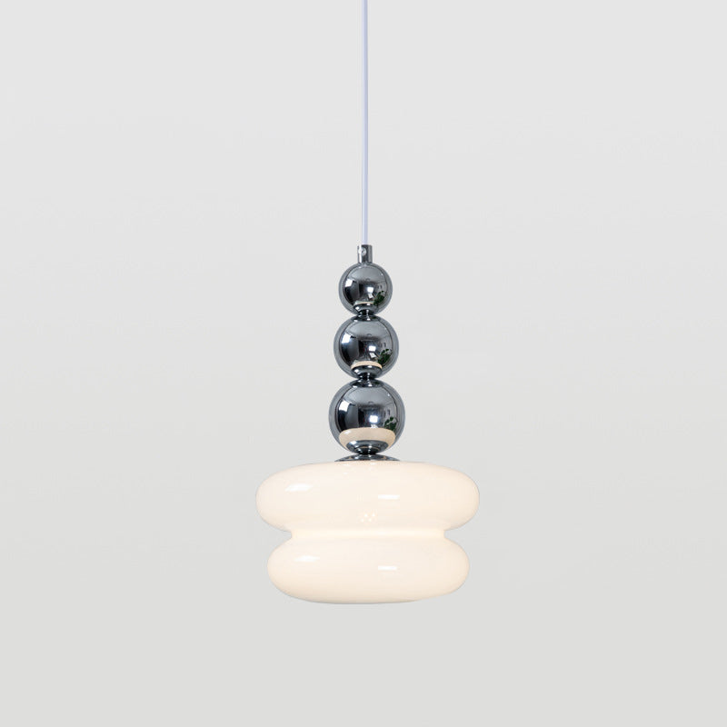 Contemporary Nordic Iron Glass Round Shade 1-Light Pendant Light For Living Room