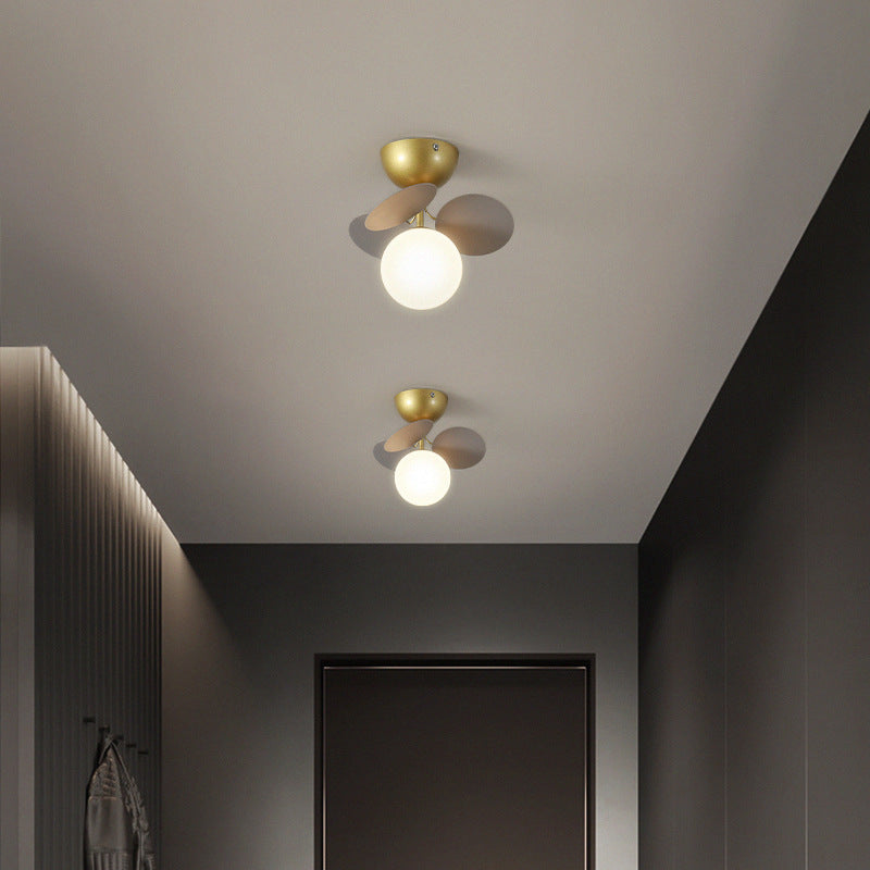 Contemporary Scandinavian Colorful Flower Orb Metal Glass Acrylic 1/4/6/8 Light Semi-flush Mount Ceiling Light for Bedroom