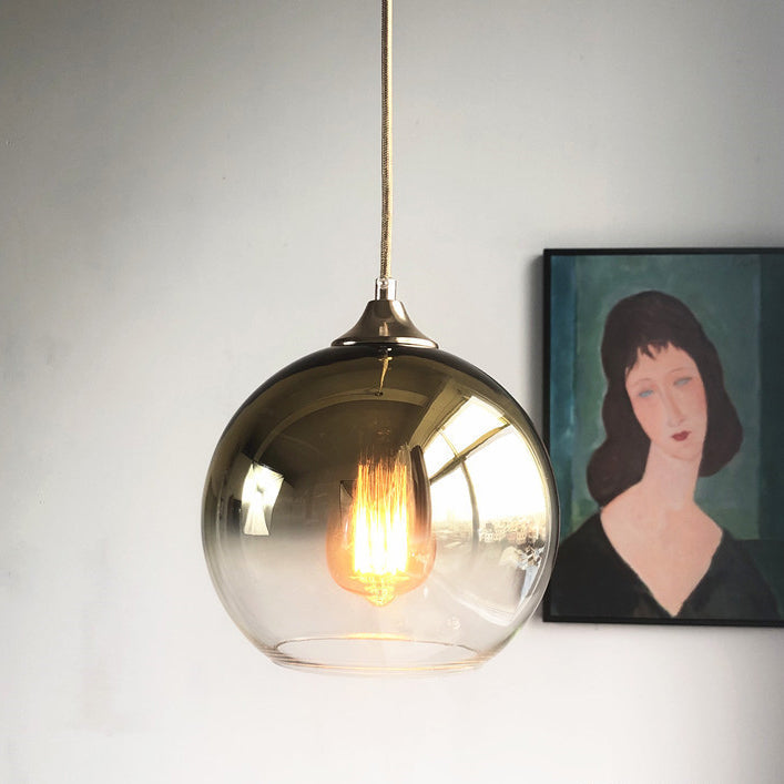Contemporary Nordic Round Orb Iron Glass 1-light Pendant Light for Bedroom