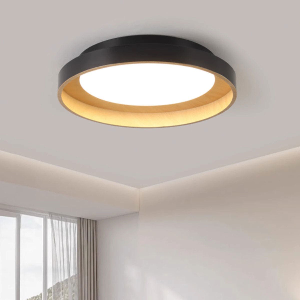 Modern Mid-century Dish Shape Round Iron Acrylic LED Flush Mount Ceiling Light for Bedroom