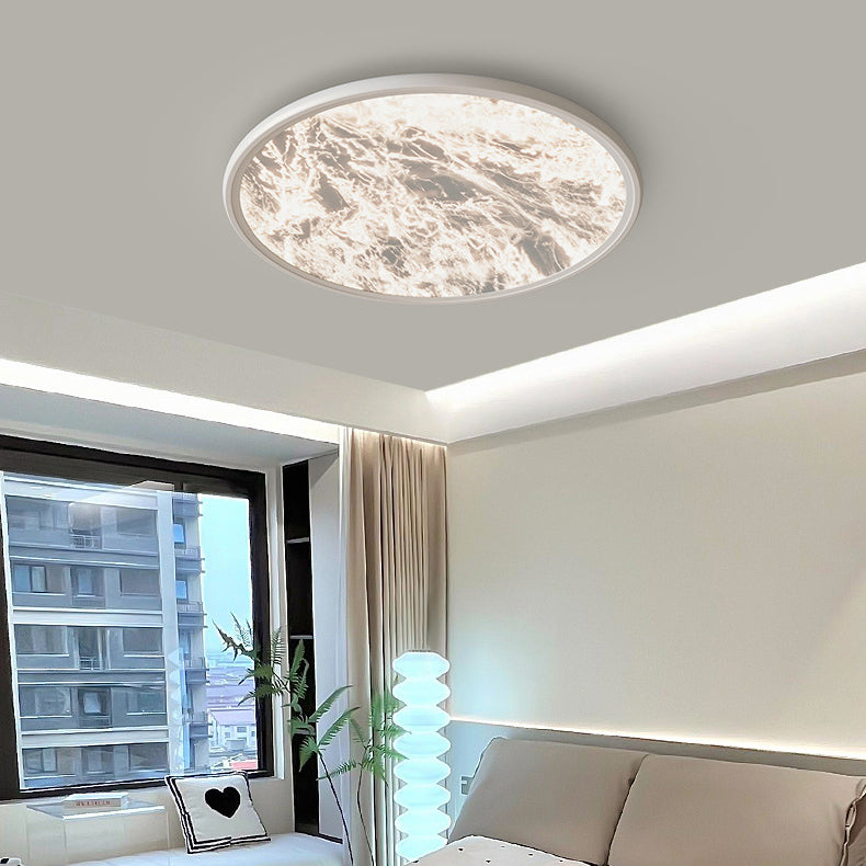 Modern Minimalist Moon Round Dome Aluminum Iron Acrylic LED Flush Mount Ceiling Light for Bedroom