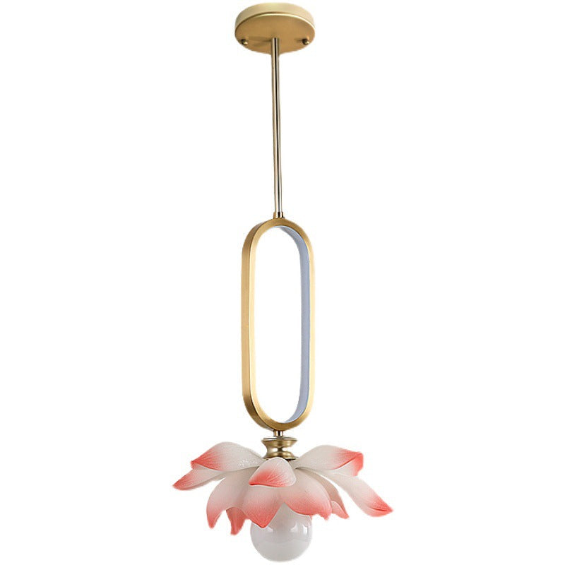 Contemporary Creative Flower Oval Resin Iron 1-light Pendant Light for Bedroom