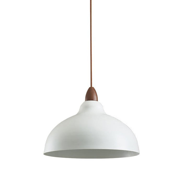 Traditional Japanese Dome Iron Solid Wood 1-light Pendant Light for Living Room