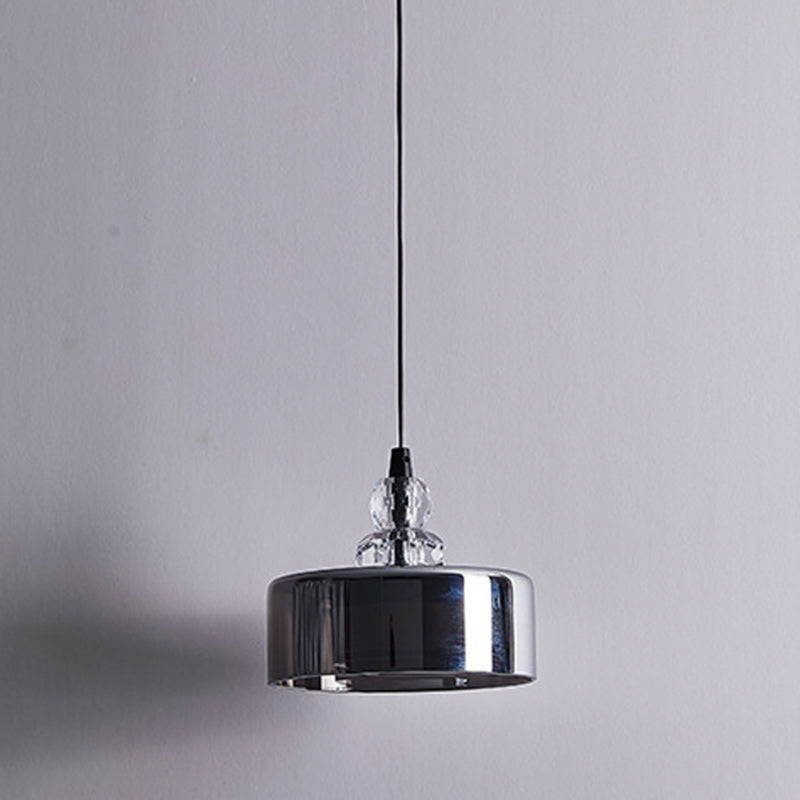 Contemporary Scandinavian Cylinder Glass Iron LED Pendant Light For Bedroom