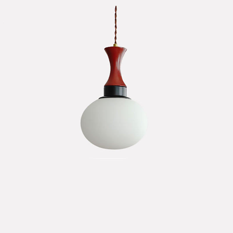 Traditional Vintage Globe Solid Wood Glass 1-Light Pendant Light For Living Room