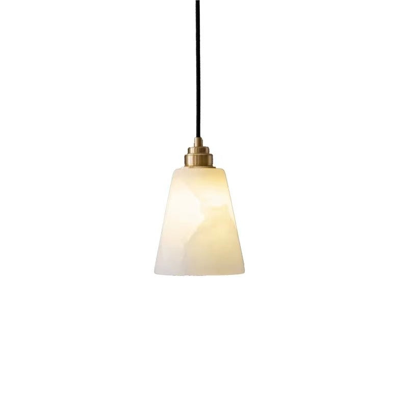 Modern Luxury Cone Copper Marble 1-Light Pendant Light For Bedroom