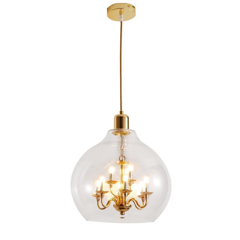 Modern Luxury Dome Iron Glass 9-light Pendant Light for Living Room