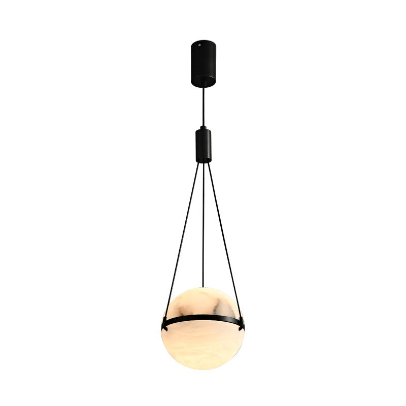 Modern Art Deco Sophisticated Spherical Copper Marble LED Pendant Light For Bedroom