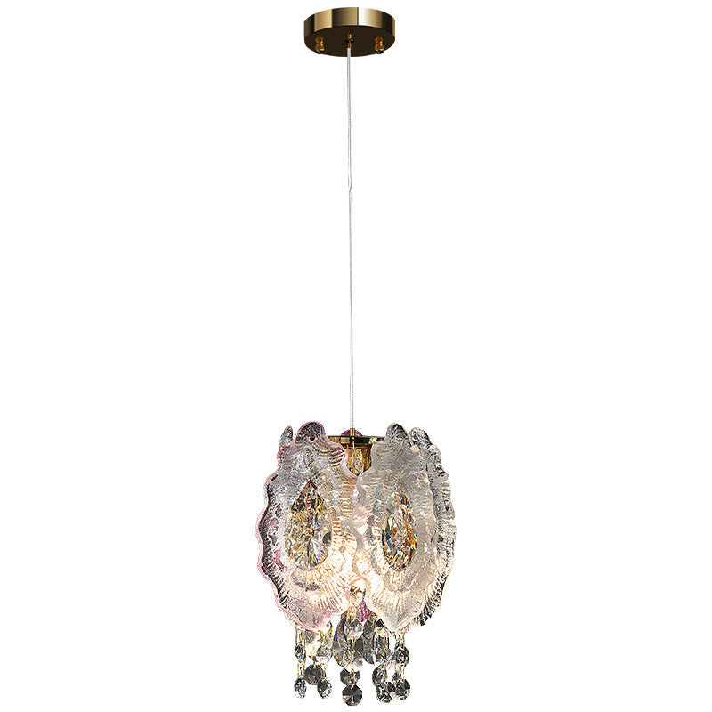 Modern Luxury Iron Crystal Liuli Material Butterfly-shaped 1-Light Pendant Light For Bedroom & Living Room
