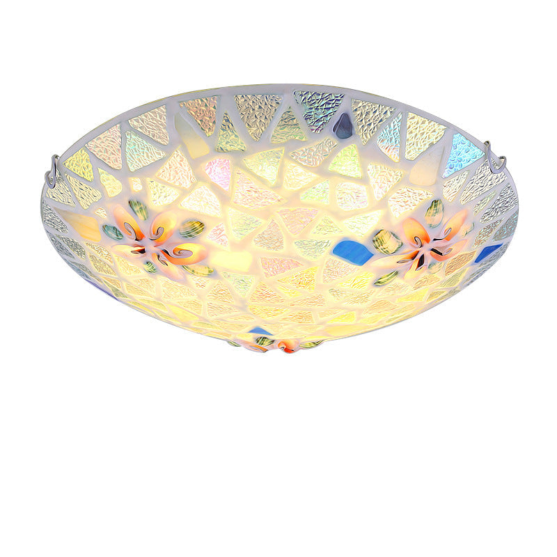 Contemporary Coastal Shell Iron Glass Round 2/3/4 Light Flush Mount Lighting for Living Room