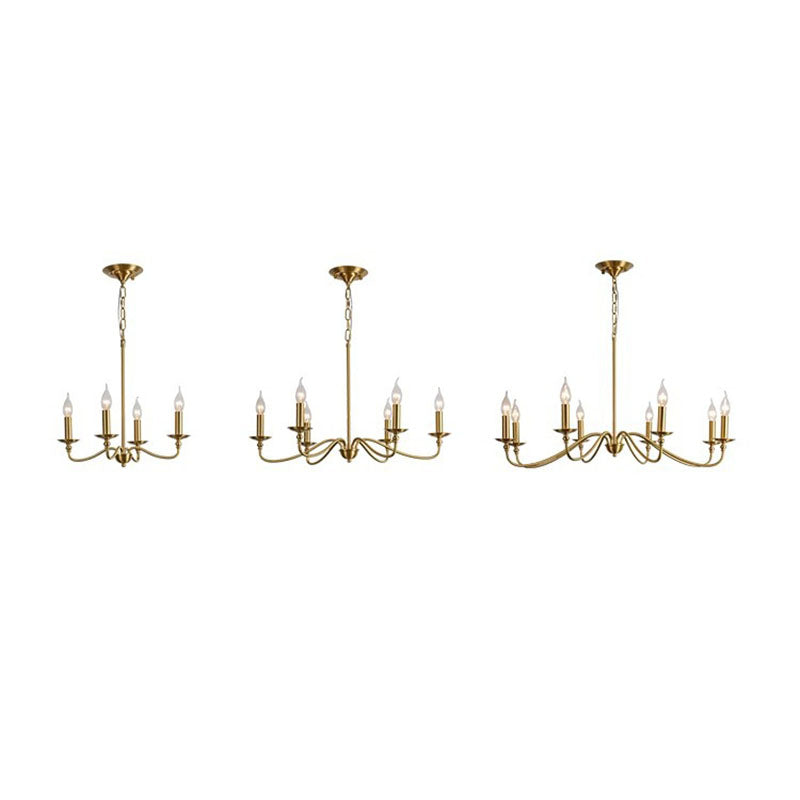 Contemporary Retro Copper Glass Candle 4/6/8 Light Chandelier for Living Room