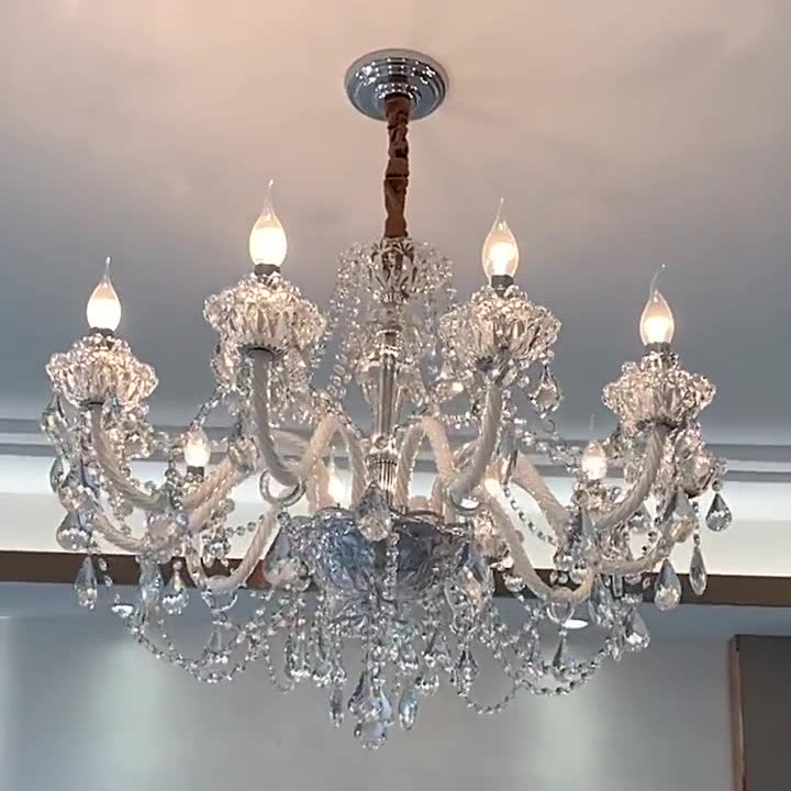 Contemporary Luxury Metal Crystal Round 6/8/10 Light Chandelier for Living Room