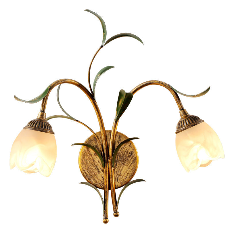 Modern Art Deco Flower Leaf Crystal Glass Iron 1/2 Light Wall Sconce Lamp for Bedroom