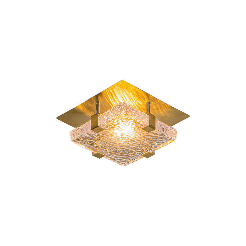 Modern Luxury Square Crystal Stainless Steel LED Flush Mount Ceiling Light for Bedroom
