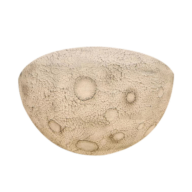 Modern Minimalist Semicircle Embossed Moon Resin LED Flush Mount Ceiling Light for Living Room