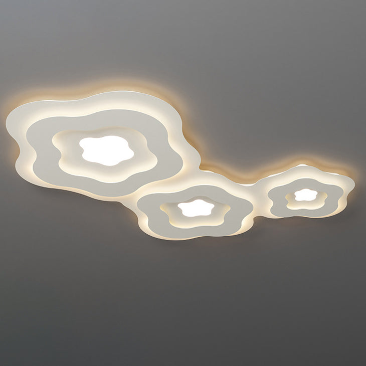 Modern Art Deco Flower Square Acrylic Iron LED Flush Mount Ceiling Light For Living Room