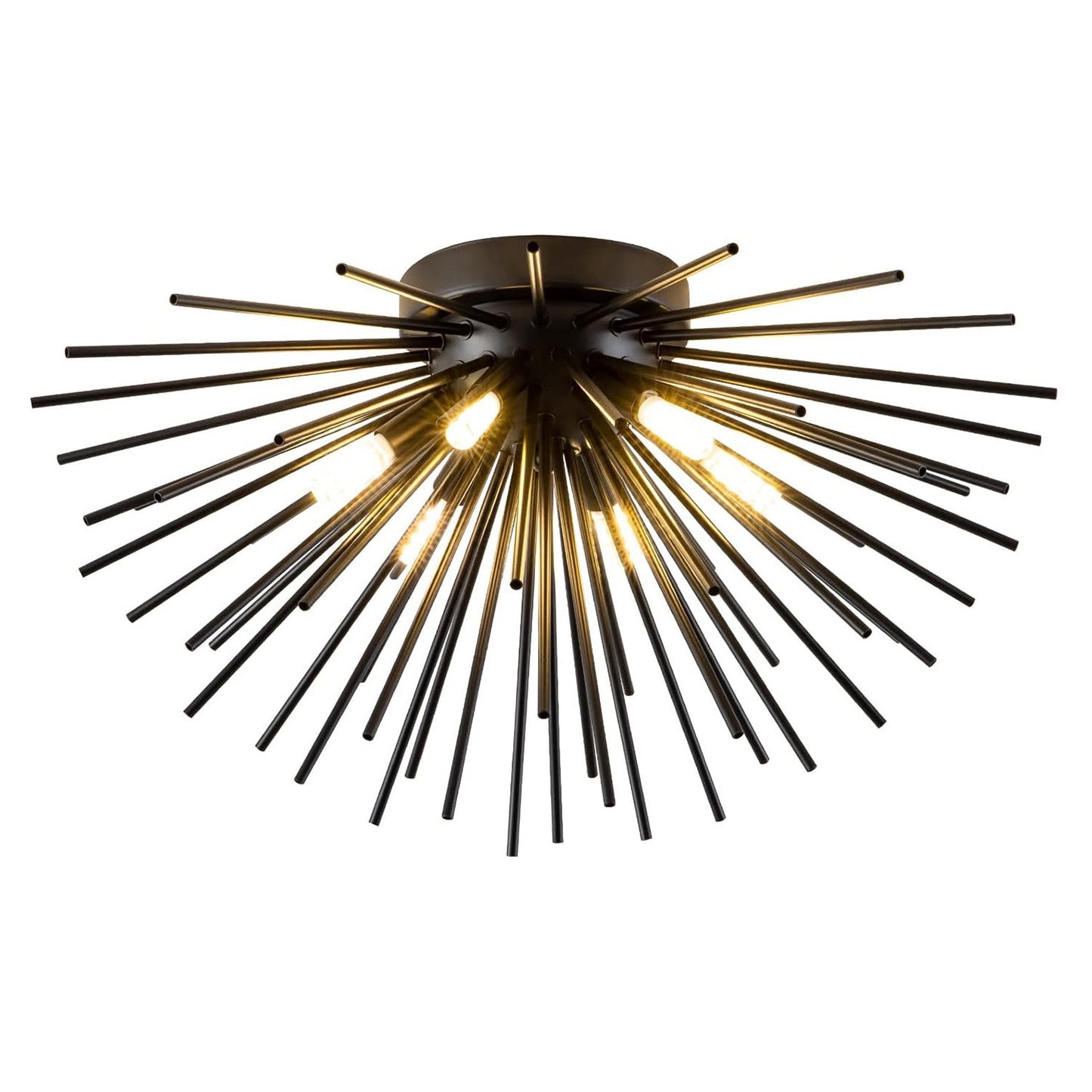 Contemporary Nordic Stainless Steel Metal Firework Lines 6-light Semi-flush Mount Ceiling Light for Living Room