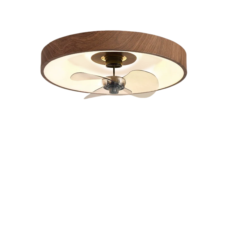 Modern Simplicity Round Iron Copper Acrylic LED Flush Mount Ceiling Fan Light For Bedroom