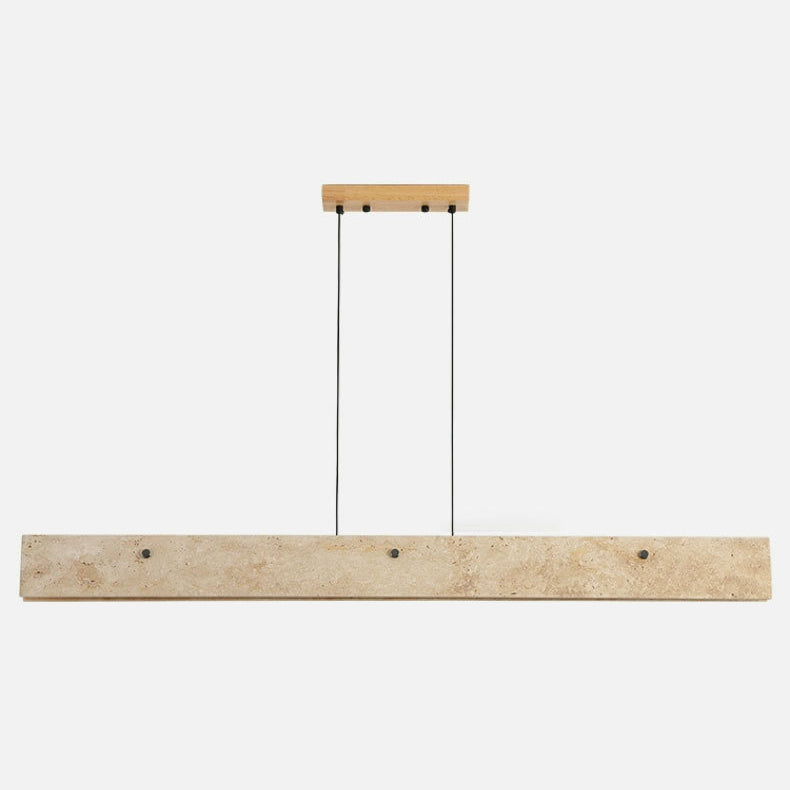 Traditional Japanese Travertine Aluminum Strip Rectangular LED Chandeliers Island Light for Dining Room