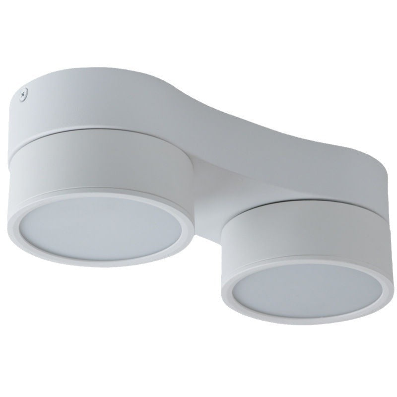 Modern Minimalist Round Metal Glass Aluminum Pc Adjustable Spotlight LED Semi-flush Mount Ceiling Light for Living Room