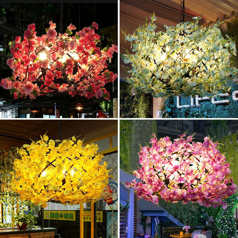 Creative Colorful 3-light Globe Flower Chandelier – Pink, Yellow & Blue