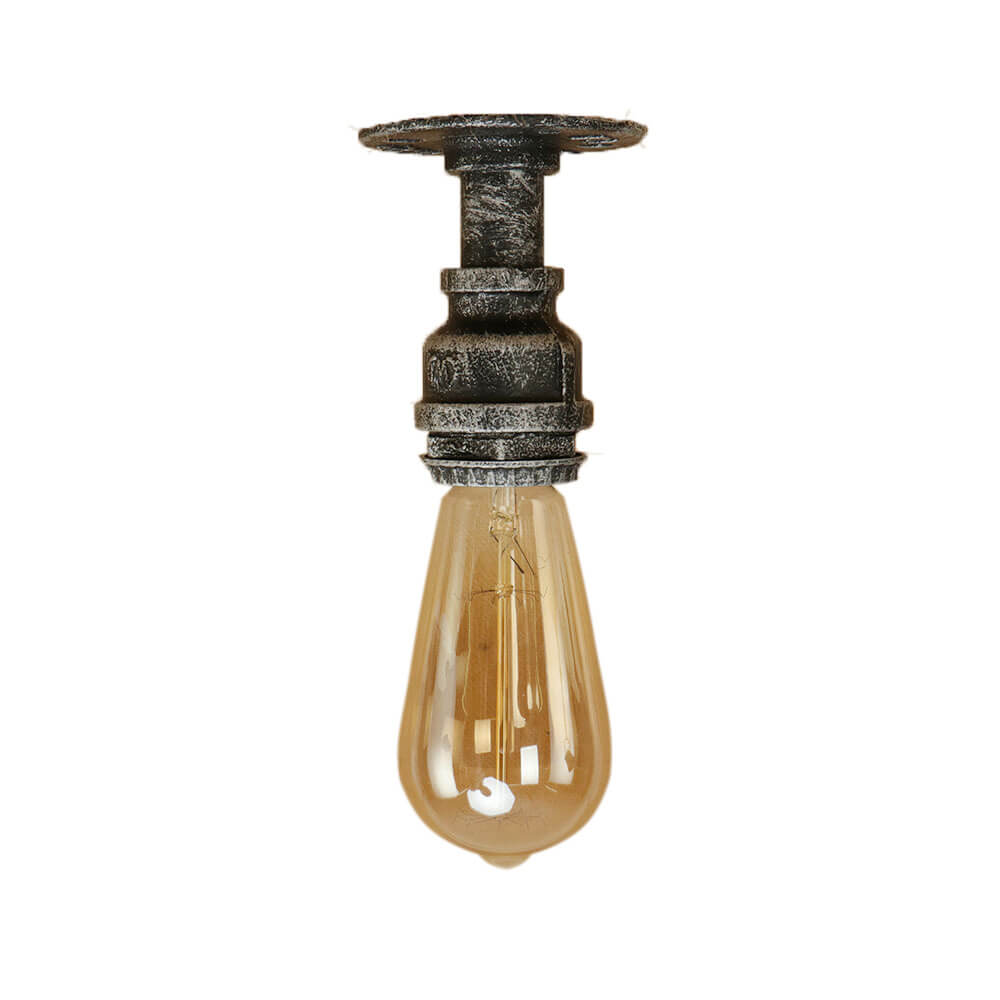 Vintage Steampunk Style Iron Glass Shade 1-light Flush Mount Ceiling Light