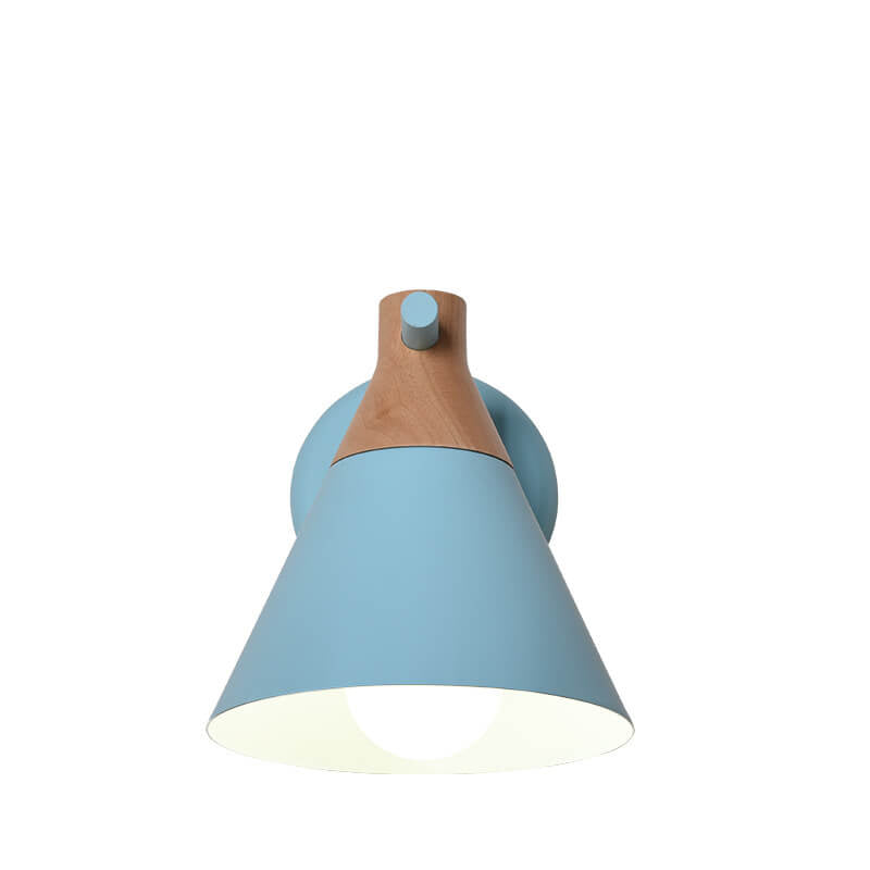 Nordic Solid Wood Macaron Cone Shade 1-Light Wall Sconce Lamp