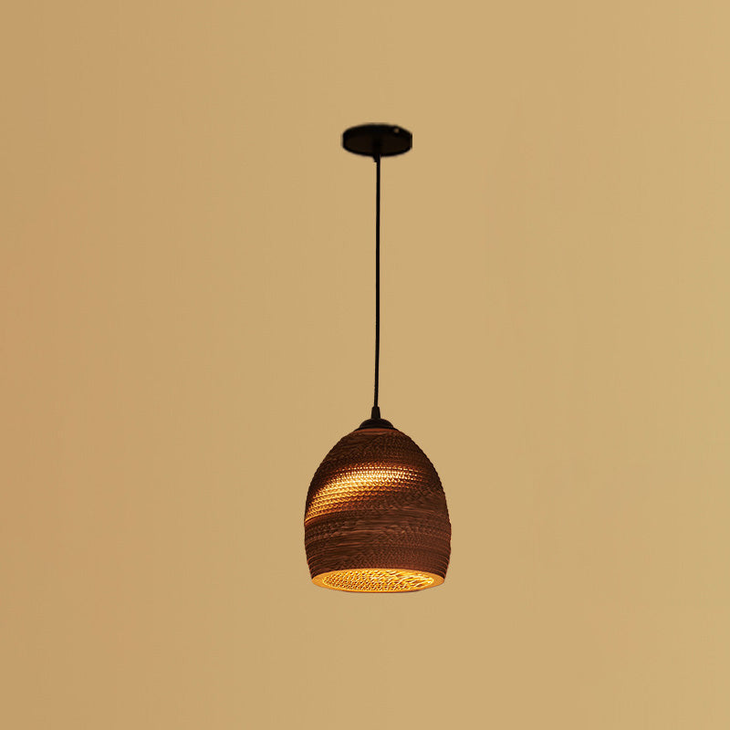 Contemporary Retro Paper Elliptic Spherical Bell Trapezoid Semicircle Polygonal 1-light Pendant Light for Dining Room