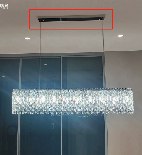 Contemporary Luxury Rectangular Stainless Steel Crystal LED Chandelier for Dining Room