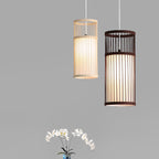 Japanese Zen Bamboo Weaving Lantern 1-light Pendant Light BulbSquare
