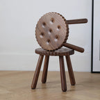 Lumendat Contemporary Creative Round Cookie-Shaped Black Walnut Solid Wood Kids Low Stool For Living Room Lumendat