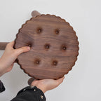 Lumendat Contemporary Creative Round Cookie-Shaped Black Walnut Solid Wood Kids Low Stool For Living Room Lumendat