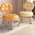 Lumendat Modern Minimalist Round Artificial Leather Wood Iron Chair Backrest Armless For Living Room Lumendat