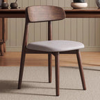 Traditional Vintage Square Rubberwood Solid Wood PU Leather Foam Sponge Armless Dining Chair For Dining Room DFM-F