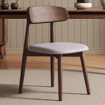 Traditional Vintage Square Rubberwood Solid Wood PU Leather Foam Sponge Armless Dining Chair For Dining Room