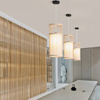 Japanese Zen Bamboo Weaving Lantern 1-light Pendant Light BulbSquare