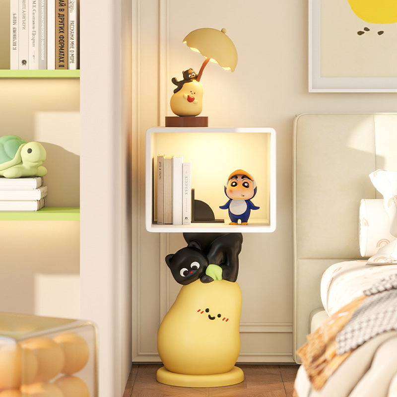 Lumendat Contemporary Creative Kids MDF Resin Pear Square Shape Nightstand 2-Tier For Living Room & Bedroom Lumendat