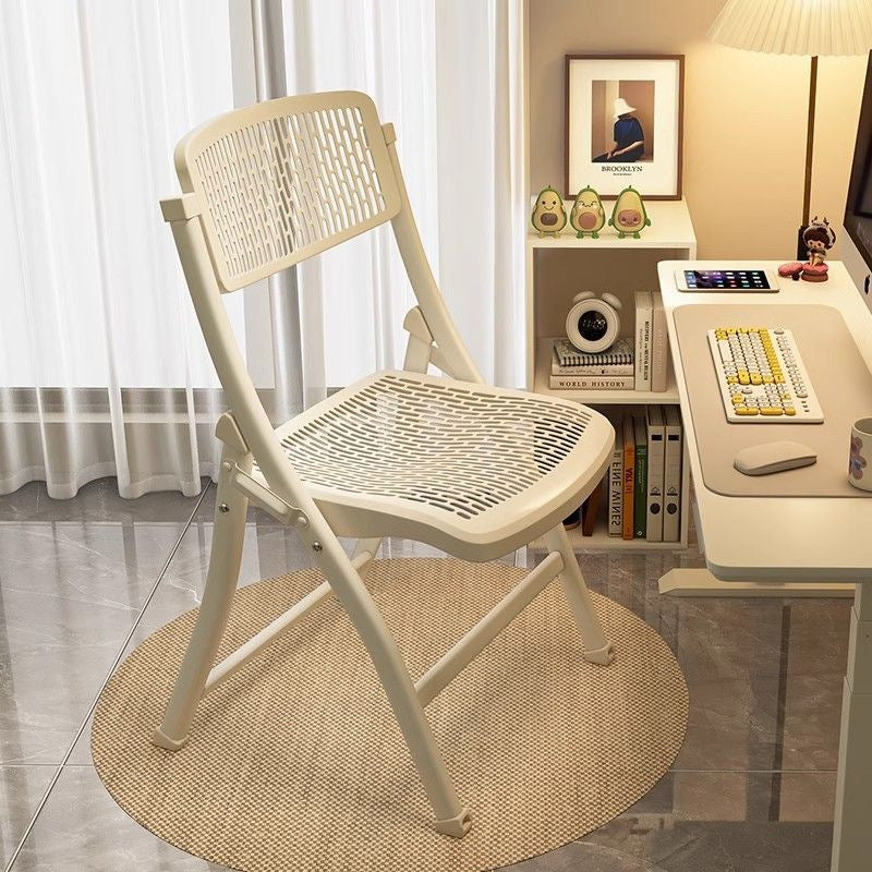 Modern Minimalist Rectangular PP Carbon Steel Desk Chair Backrest Armless For Home Office