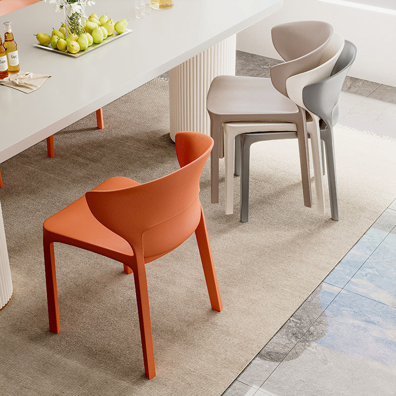 Contemporary Scandinavian PP Plastic Square Ergonomivally Design Stackable Dining Chair Backrest For Dining Room DFM-F