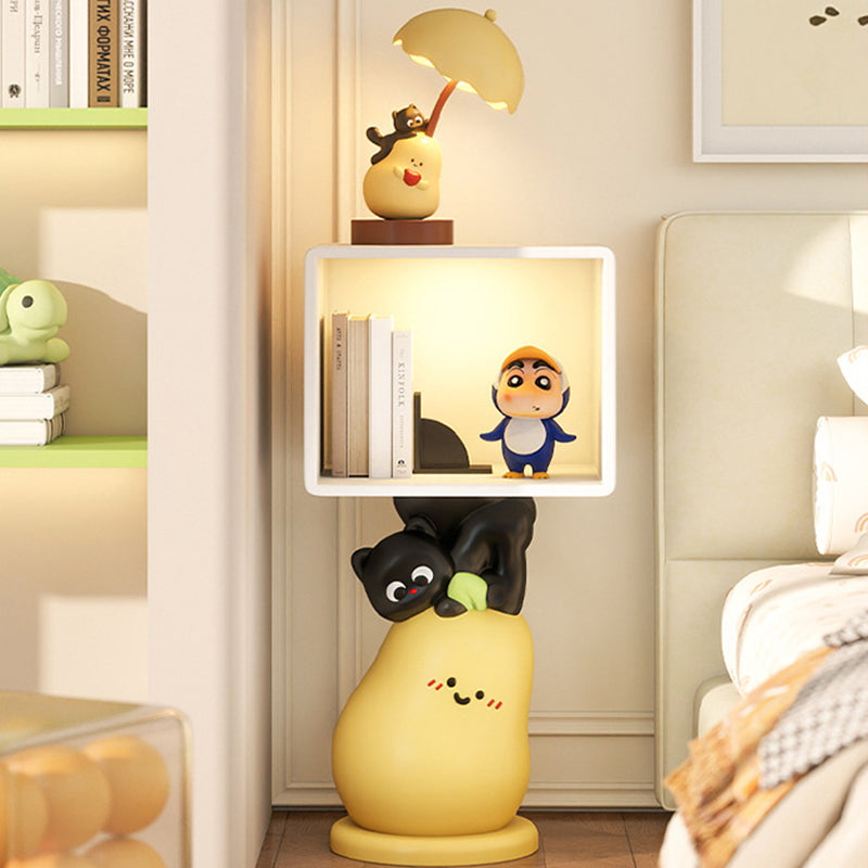 Lumendat Contemporary Creative Kids MDF Resin Pear Square Shape Nightstand 2-Tier For Living Room & Bedroom Lumendat