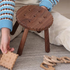 Lumendat Contemporary Creative Round Cookie-Shaped Black Walnut Solid Wood Kids Low Stool For Living Room Lumendat